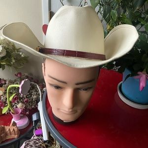 Donaldo Hats Made In Mexico with design, brown belt att’d 20X Sz 7 USA, 5.6 MEX